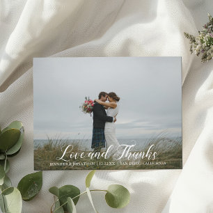 Elegant Love and Thanks Wedding Photo Magnet Card