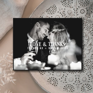 Elegant Love and Thanks Wedding Photo Thank You Postcard