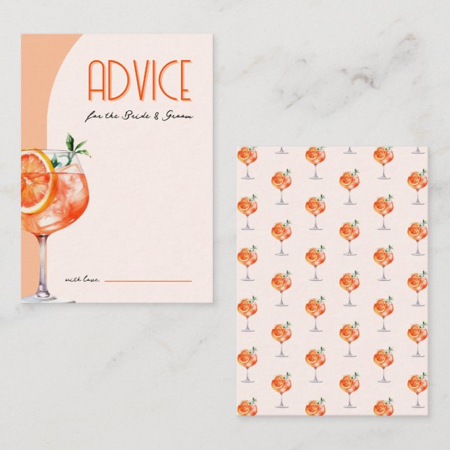 Elegant Love at First Spritz Bridal Shower Advice Card (Front/Back)