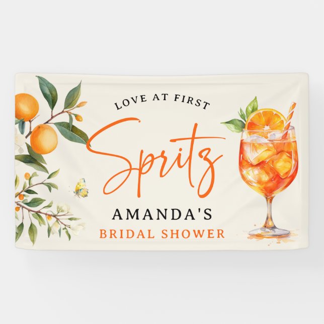 Elegant Love at First Spritz' Bridal Shower  Banner (Horizontal)