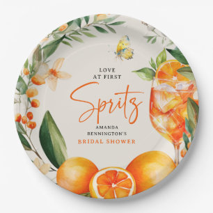 Elegant Love at First Spritz' Bridal Shower Paper Plate