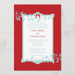 Elegant love birds Wedding Invitation