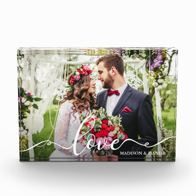 Elegant Love Bride Groom Wedding Photo Block (Front)