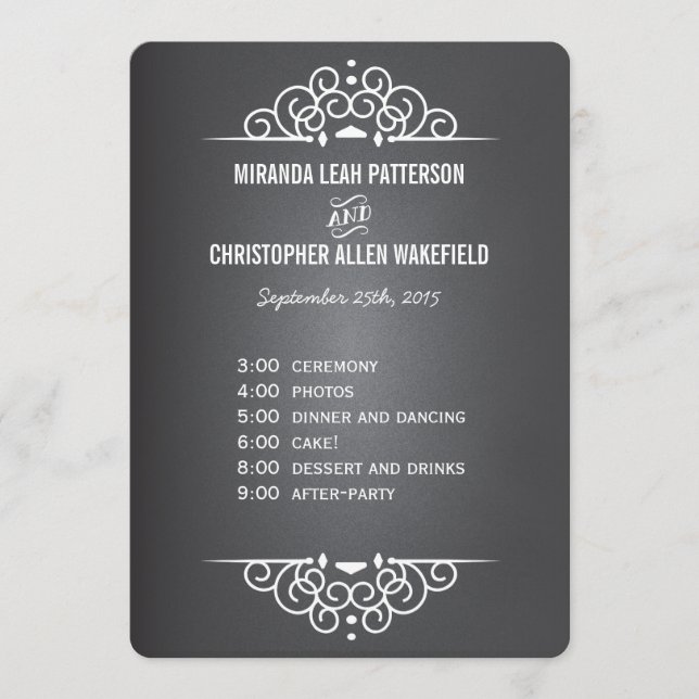 Elegant Love Chalkboard Program | Menu Card (Front)