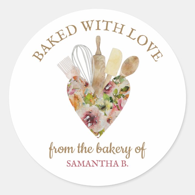 Elegant Love Chef Rustic Holiday Baker Classic Round Sticker (Front)