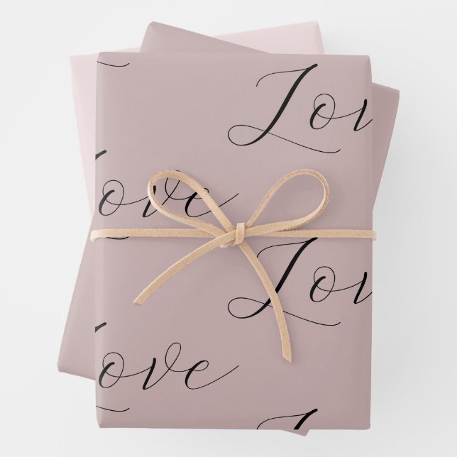 Elegant Love Cream Blush Beige Wedding Wrapping Paper Sheet (In situ)