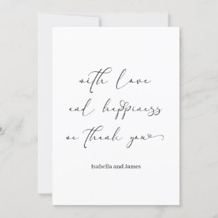 Elegant Love & Happiness Romantic Wedding  Thank You Card