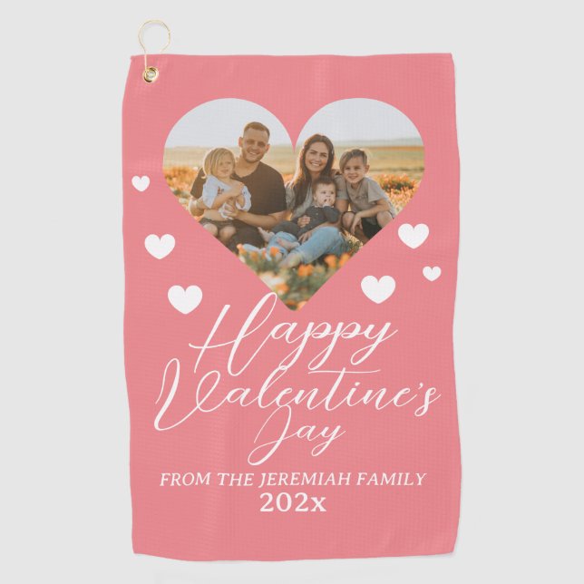 Elegant Love Happy Valentine's Day Family Photo Golf Towel (Front)