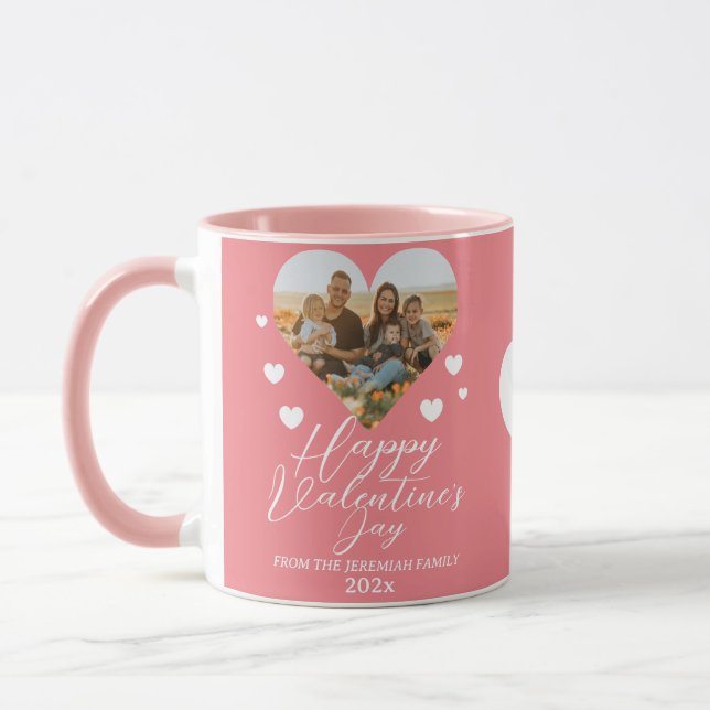 Elegant Love Happy Valentine's Day Family Photo Mug (Left)