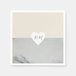 Elegant love heart with bride & groom initials napkin