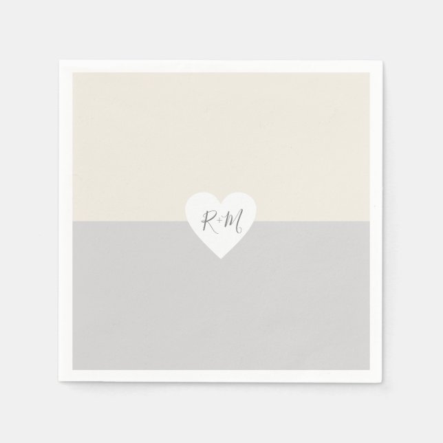 Elegant Love Heart with Bride & Groom Initials Napkin (Front)