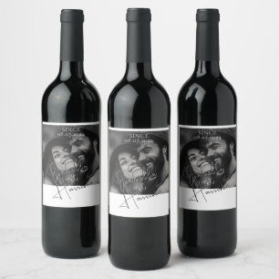 Elegant Love I Calligraphy Custom Photo Wine Label