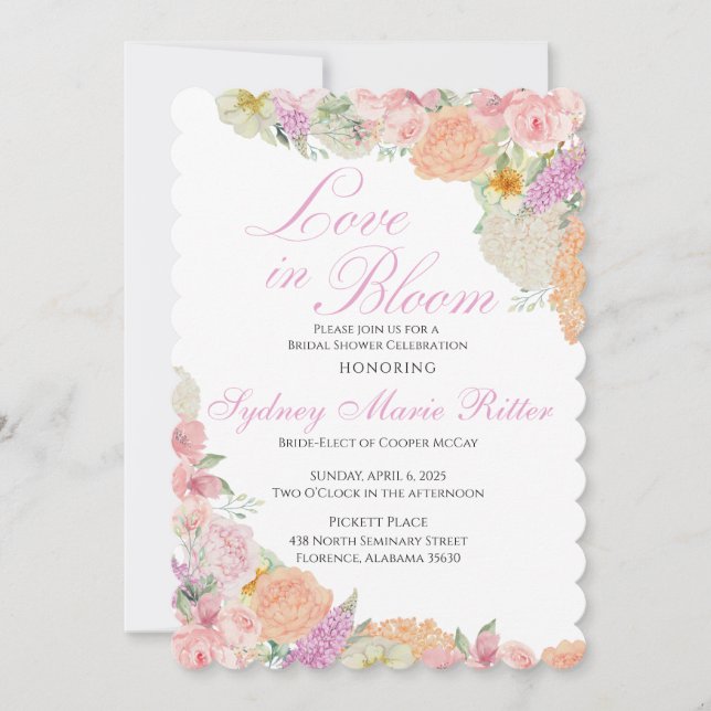 Elegant Love in Bloom Bridal Shower Invitation (Front)