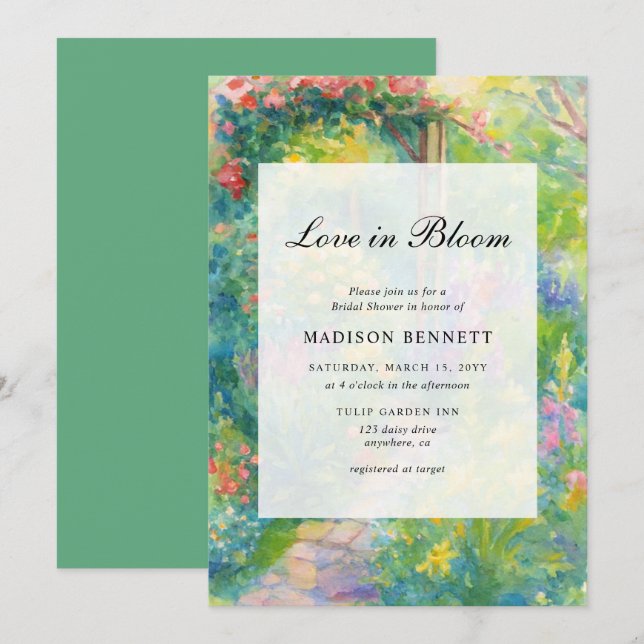 Elegant Love In Bloom Garden Bridal Shower Invitation (Front/Back)
