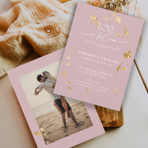 Elegant Love In Bloom Gold Floral Bridal Shower Invitation