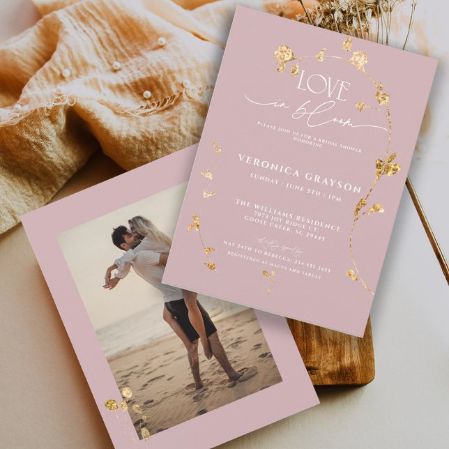 Elegant Love In Bloom Gold Floral Bridal Shower  Invitation (Creator Uploaded)