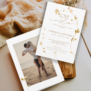 Elegant Love In Bloom Gold Floral Bridal Shower Invitation