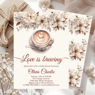 Elegant Love Is Brewing Bridal Shower Coffee  Invitation
