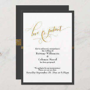 Elegant Love is Patient Dark Grey Gold Stripe Card