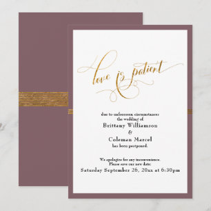Elegant Love is Patient Mauve Gold Stripe Card