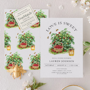 Elegant Love Is Sweet Berry Greenery Bridal Shower Invitation