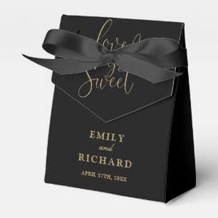 Elegant Love Is Sweet Black And Gold Wedding Favour Box