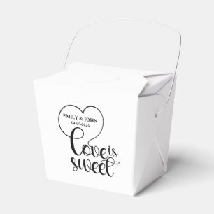 Elegant Love Is Sweet calligraphy Heart Favour Box