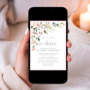 Elegant Love Is Sweet Pink Floral Bridal Shower Invitation