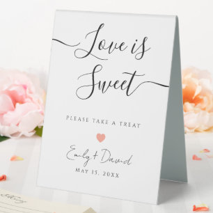Elegant Love is Sweet Wedding Favour Table Sign