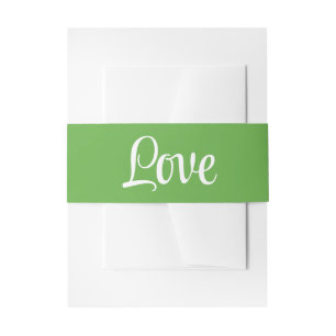 Elegant Love Minimalist Green Wedding Invitation Belly Band