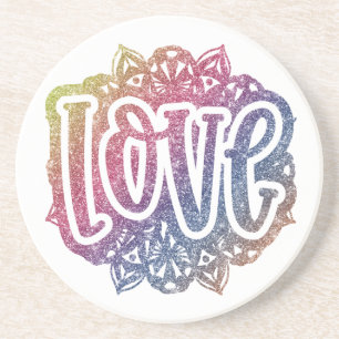 Elegant Love Quote Glitter Sparkle Romance Coaster