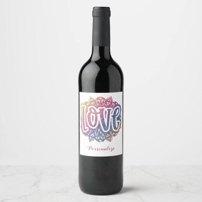 Elegant Love Quote Glitter Sparkle Romance Wine Label (Front)