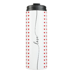 Elegant Love Red Hearts Seamless Pattern Thermal Tumbler