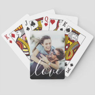 Elegant Love Script Couple Photo Playing Cards