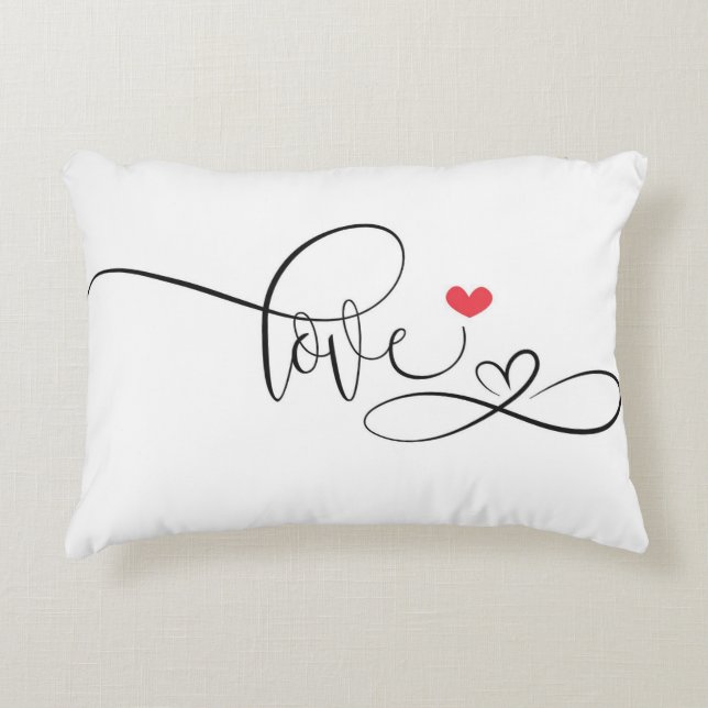  Elegant Love Script Decorative Cushion (Front)