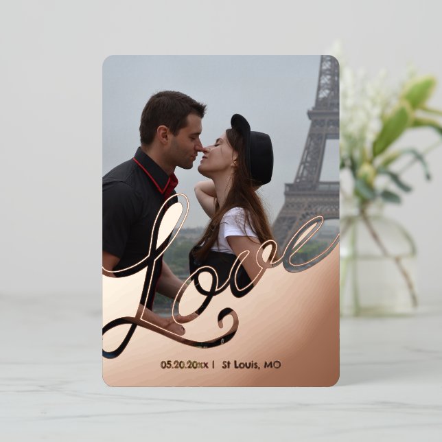 Elegant Love Script Overlay Save the Date 2 Photo (Standing Front)