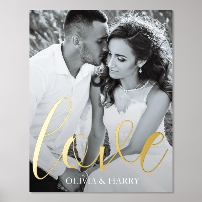 Elegant Love Script Real Foil Print (Front)