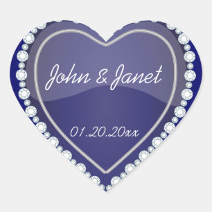 Elegant Love Shiny Navy Blue Heart Heart Sticker