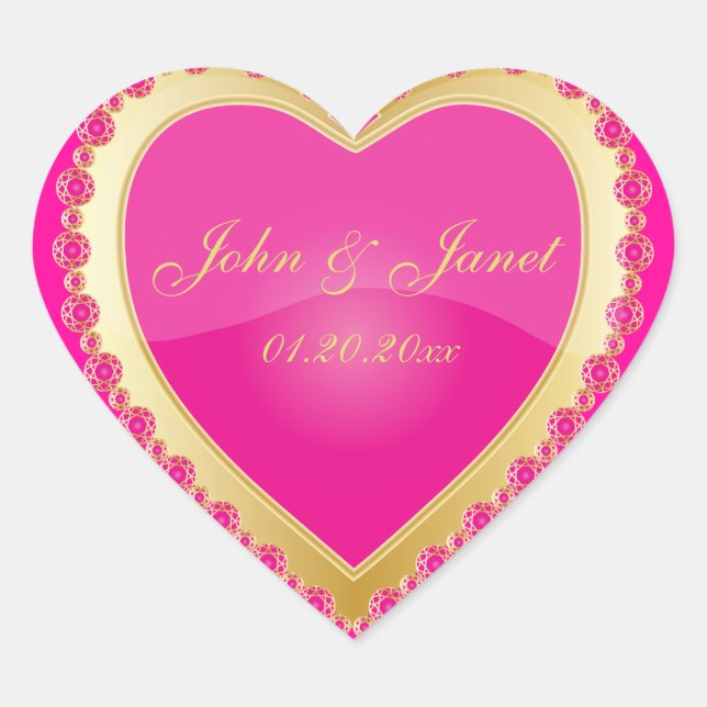 Elegant Love Shiny Pink Gold Jewel Heart Heart Sticker (Front)