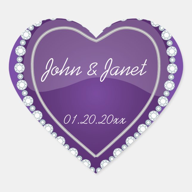 Elegant Love Shiny Purple Heart Heart Sticker (Front)
