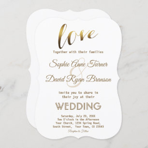 Elegant Love Typography Gold Foil Wedding Invite