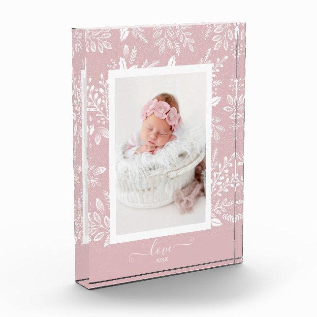 Elegant LOVE White Botanicals Photo Block (Left)