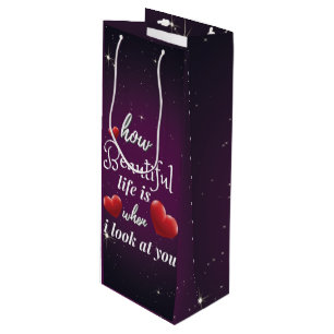 Elegant Love You For Valentine's Day Wine Gift Bag