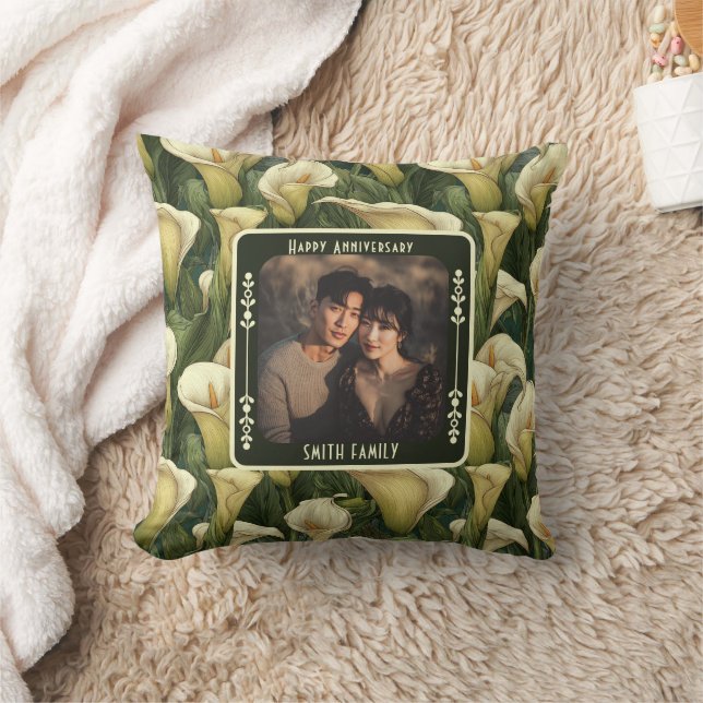 Elegant Lovebird 25Th Anniversary Throw Pillow  (Blanket)