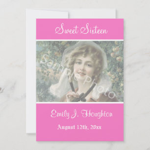 Elegant, lovely pink sweet 16 party photo invitation