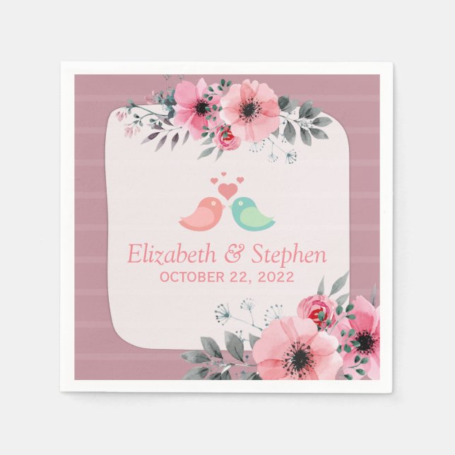 Elegant Lovely Watercolor Floral Wedding Shower Napkin (Front)