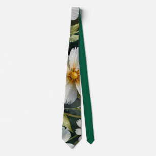 Elegant Lovely White Flowers Watercolor Chic Tie