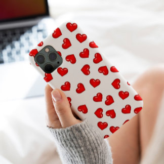 Elegant lovers Red heart pattern on classy white  iPhone 13 Pro Max Case