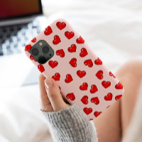 Elegant lovers Red heart pattern on Soft pink