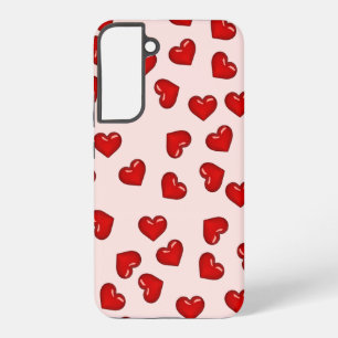 Elegant lovers Red heart pattern on Soft pink Samsung Galaxy Case